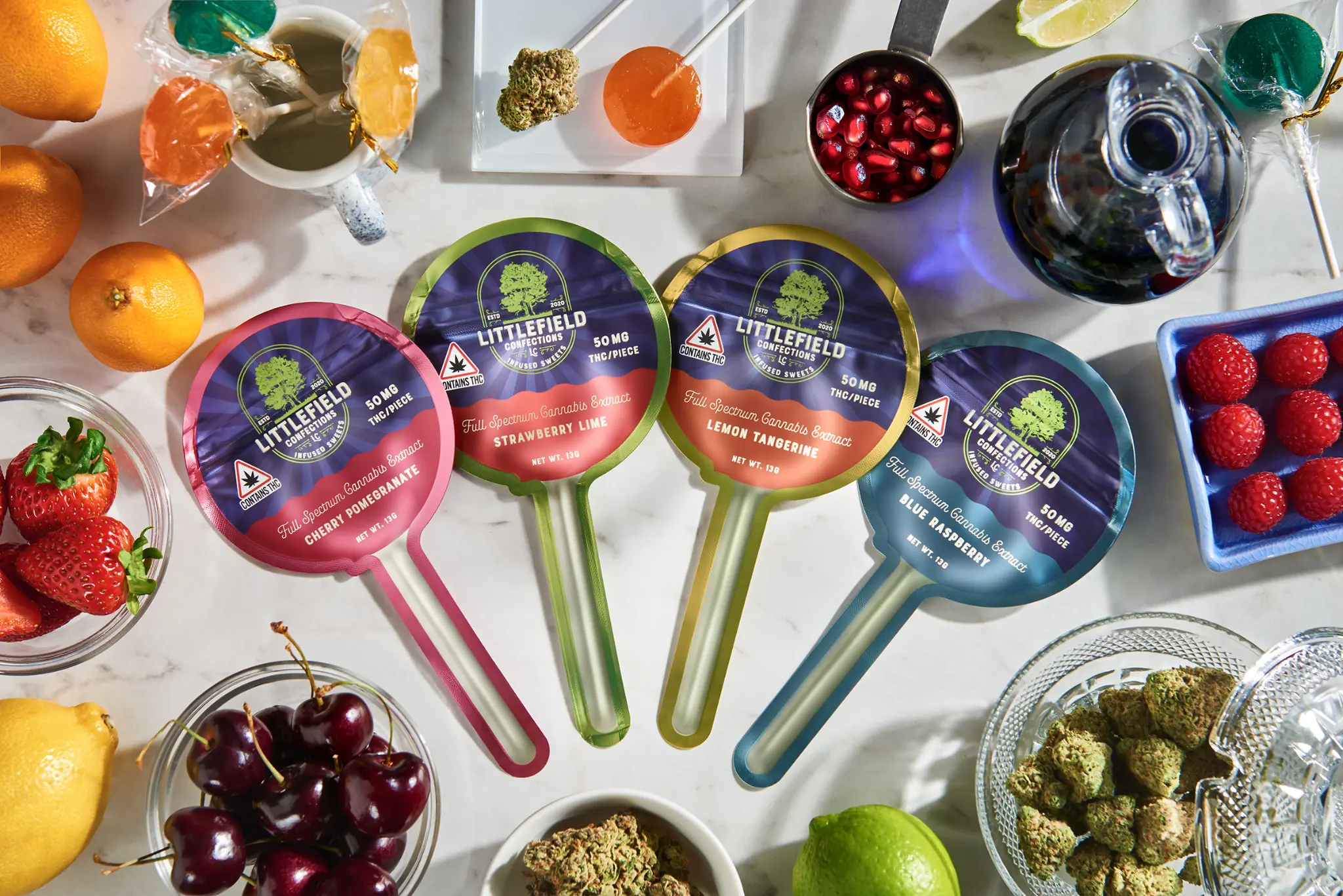 Littlefield Confections custom packaged lollipops